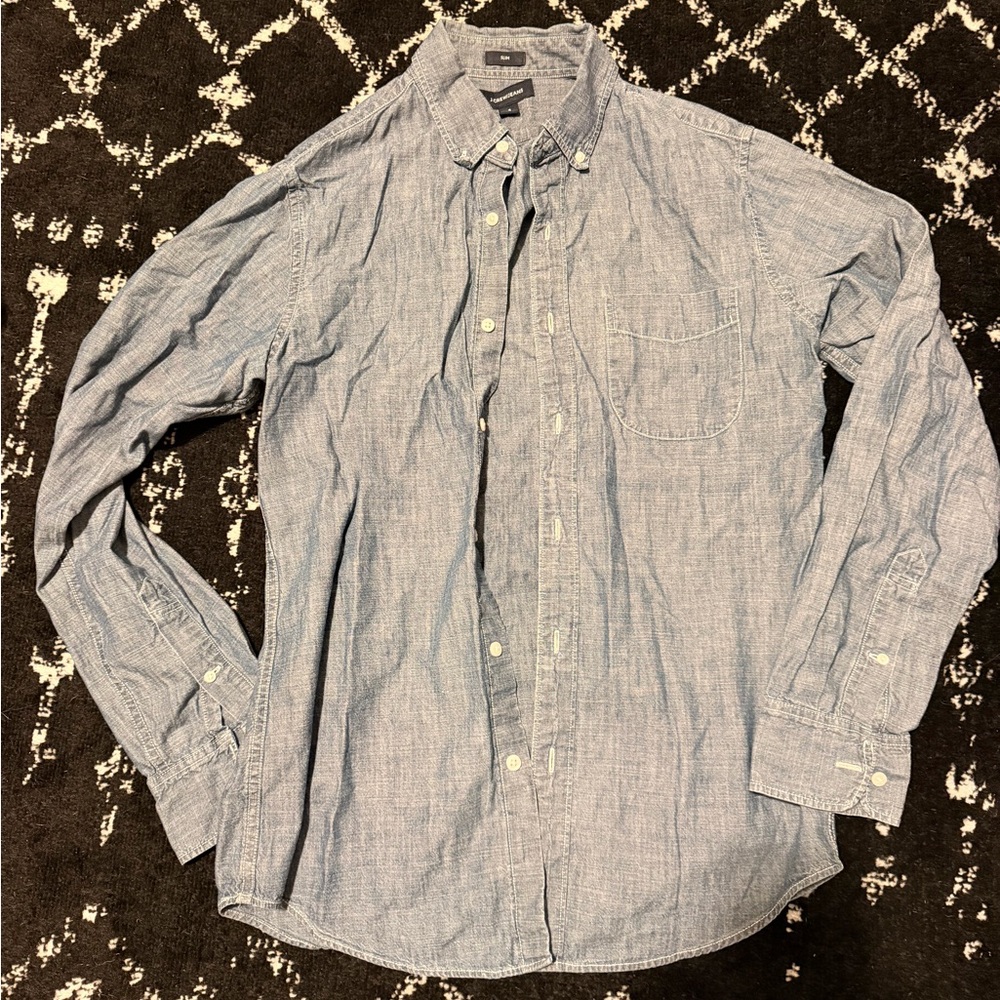 J. Crew Blue denim Casual Button-Down Shirt small
